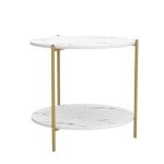 IOTXY Small Round Coffee Table with Storage Shelf