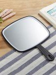 Extra Large Black Handheld Mirror with Handle