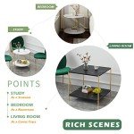 IOTXY Small Round Coffee Table with Storage Shelf