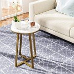 Dorriss Round End Table with Marble Top & Gold Frame