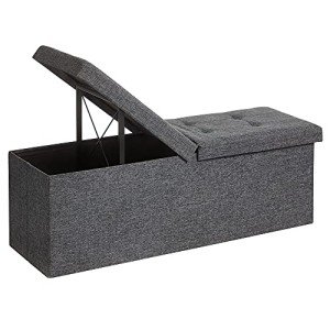 Foldable Storage Ottoman Bench - Slate Gray