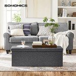 Foldable Storage Ottoman Bench - Slate Gray