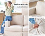 Modern 89-Inch Slipcovered Sofa in Linen Beige