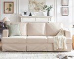 Modern 89-Inch Slipcovered Sofa in Linen Beige