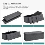 Foldable Storage Ottoman Bench - Slate Gray