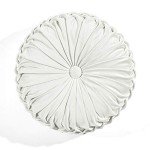 Soft Velvet Round Pleated Throw Pillow - White
