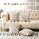 Beige Faux Wool Throw Pillow Covers - Set of 2