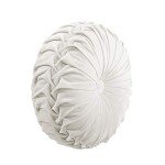 Soft Velvet Round Pleated Throw Pillow - White