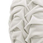 Soft Velvet Round Pleated Throw Pillow - White