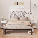 White Nightstands Set of 2 with Fabric Drawers