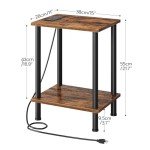 Rustic Side Table with Charging Station and Storage