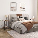 Rustic Side Table with Charging Station and Storage