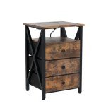LED Nightstands with Charging Station and Drawers