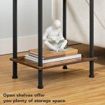 Rustic Side Table with Charging Station and Storage