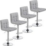 Set of 4 Adjustable PU Leather Bar Stools