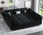 Belffin Velvet Modular Sectional Sofa with Ottomans