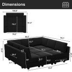 Belffin Velvet Modular Sectional Sofa with Ottomans
