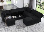 Belffin Velvet Modular Sectional Sofa with Ottomans
