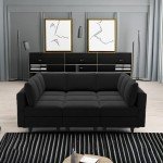 Belffin Velvet Modular Sectional Sofa with Ottomans