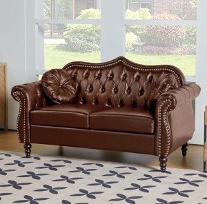 Brown Mid-Century Modern 60" Loveseat Sofa