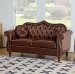 Brown Mid-Century Modern 60" Loveseat Sofa