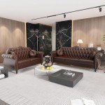Brown Mid-Century Modern 60" Loveseat Sofa