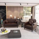Brown Mid-Century Modern 60" Loveseat Sofa