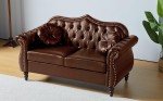 Brown Mid-Century Modern 60" Loveseat Sofa