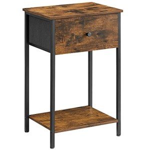 VASAGLE Rustic Nightstand with Fabric Drawer