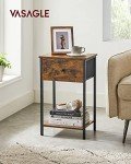 VASAGLE Rustic Nightstand with Fabric Drawer