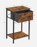 VASAGLE Rustic Nightstand with Fabric Drawer