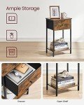 VASAGLE Rustic Nightstand with Fabric Drawer