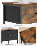 VASAGLE Rustic Nightstand with Fabric Drawer
