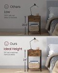 VASAGLE Rustic Nightstand with Fabric Drawer