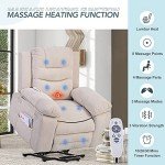 Beige Power Lift Recliner with Massage & Heat