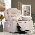 Beige Power Lift Recliner with Massage & Heat