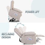 Beige Power Lift Recliner with Massage & Heat