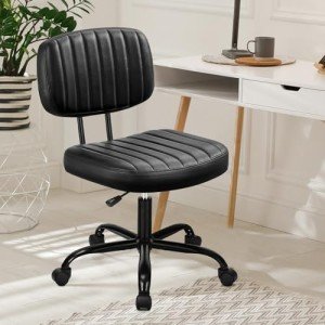 Compact Ergonomic Armless Office Desk Chair - Black