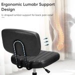Compact Ergonomic Armless Office Desk Chair - Black