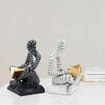 Sturdy Black & White Decorative Bookends for Shelves
