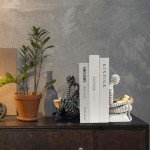 Sturdy Black & White Decorative Bookends for Shelves