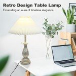 Dimmable Farmhouse Table Lamp with Pull Chain
