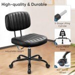 Compact Ergonomic Armless Office Desk Chair - Black