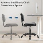 Compact Ergonomic Armless Office Desk Chair - Black