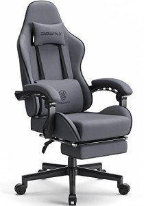 Ergonomic Dark Grey Gaming Chair with Massage Footrest