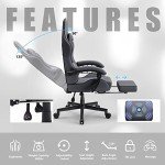 Ergonomic Dark Grey Gaming Chair with Massage Footrest