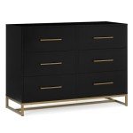 Delta Children Jade 6 Drawer Dresser - Black/Bronze