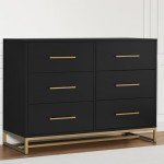 Delta Children Jade 6 Drawer Dresser - Black/Bronze