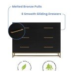 Delta Children Jade 6 Drawer Dresser - Black/Bronze