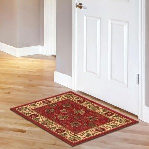 Red Non-Slip Oriental Design Indoor Area Rug 2x3